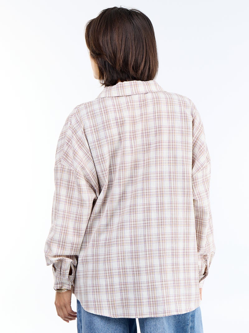 Camisa de cuadros Beige - Kiabi