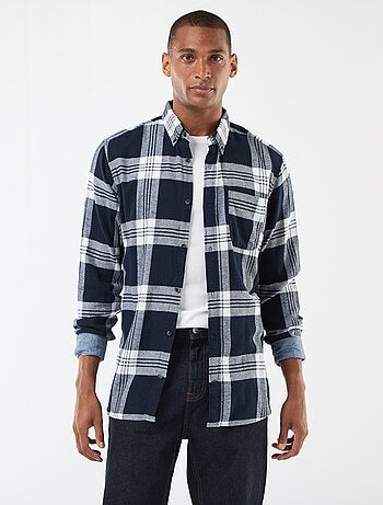 Camisa de cuadros con abertura abotonada