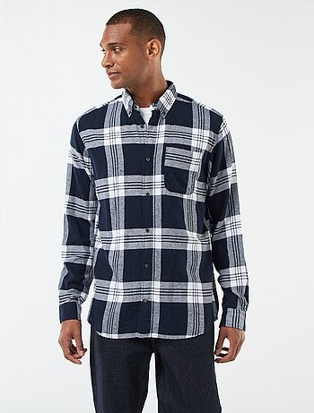 Camisa de cuadros con abertura abotonada