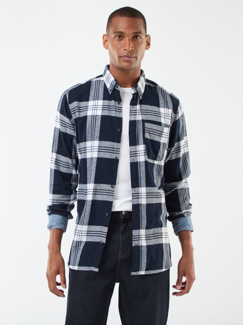 Camisa de cuadros con abertura abotonada - Kiabi