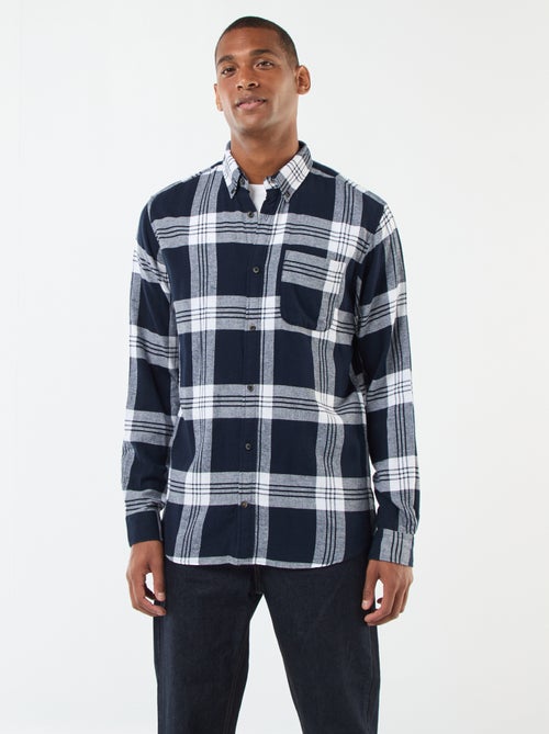 Camisa de cuadros con abertura abotonada - Kiabi