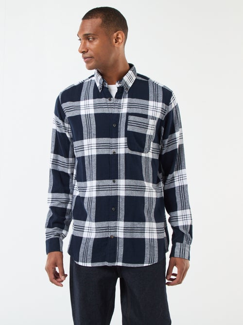 Camisa de cuadros con abertura abotonada - Kiabi