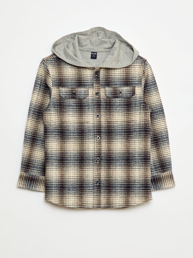 Camisa de cuadros con capucha Gris - Kiabi