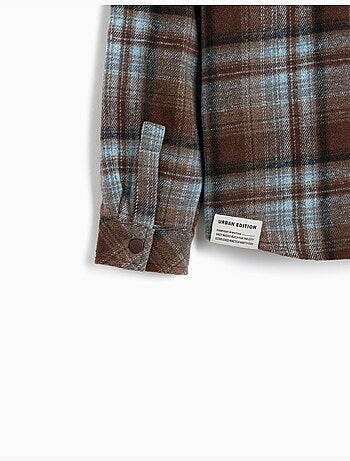 Camisa de cuadros con capucha, mo fashion