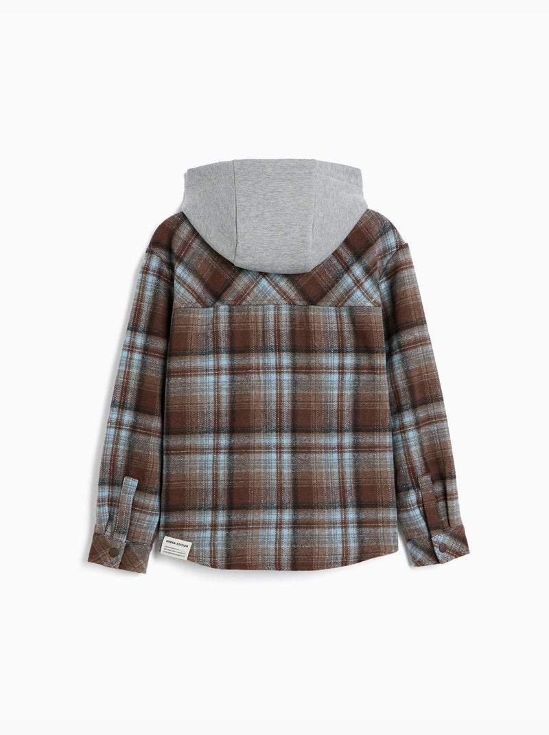 Camisa de cuadros con capucha, mo fashion Marrón - Kiabi