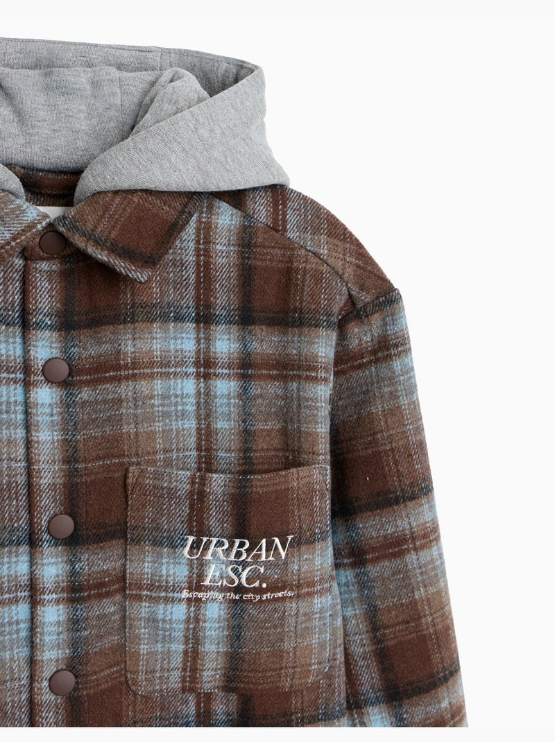 Camisa de cuadros con capucha, mo fashion Marrón - Kiabi