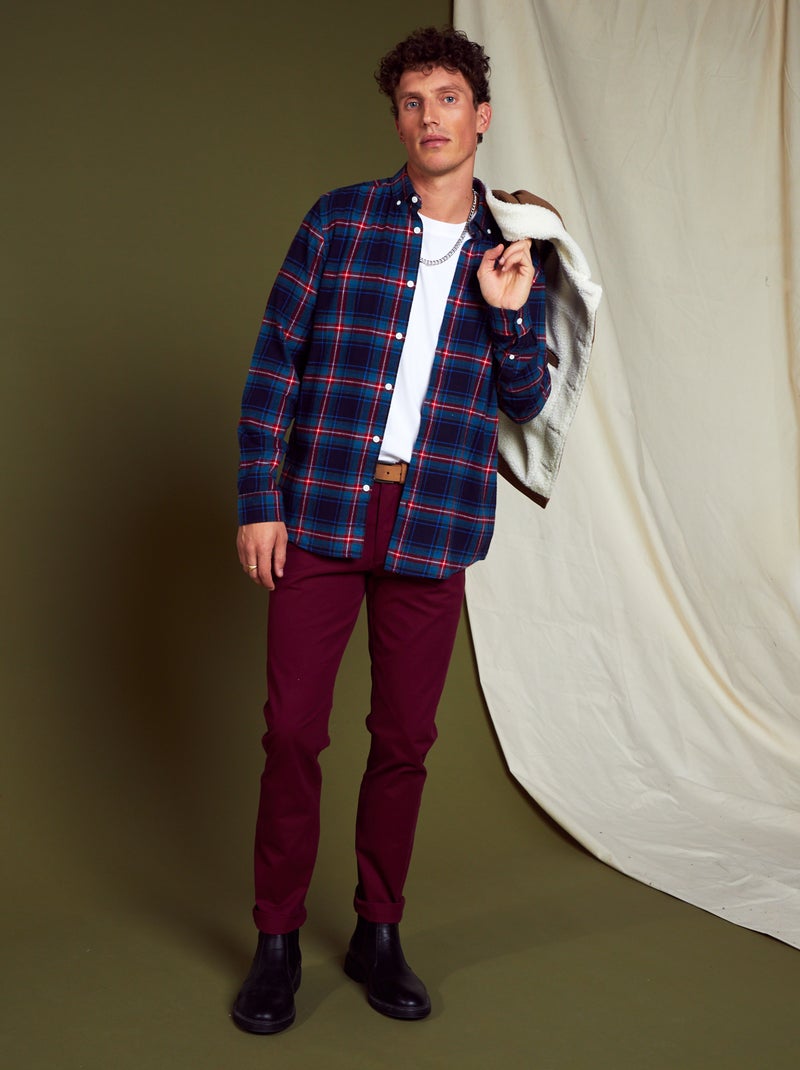 Camisa de cuadros de franela AZUL - Kiabi
