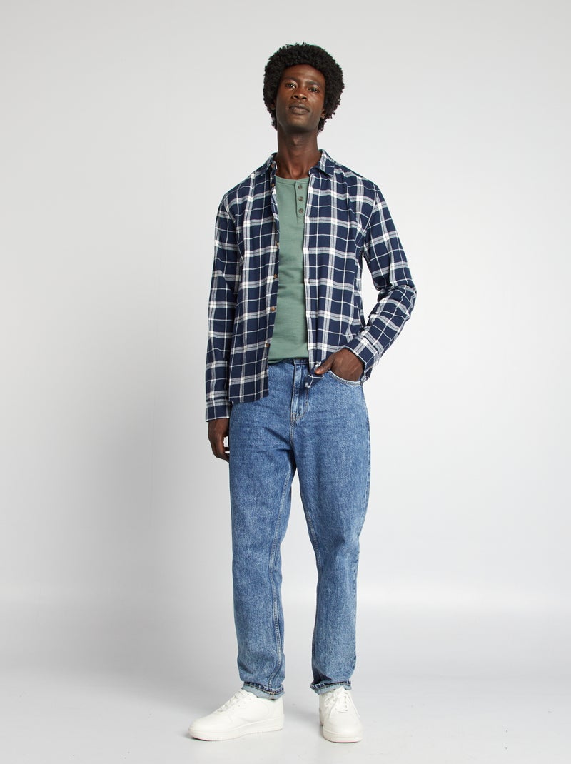 Camisa de cuadros de franela AZUL - Kiabi