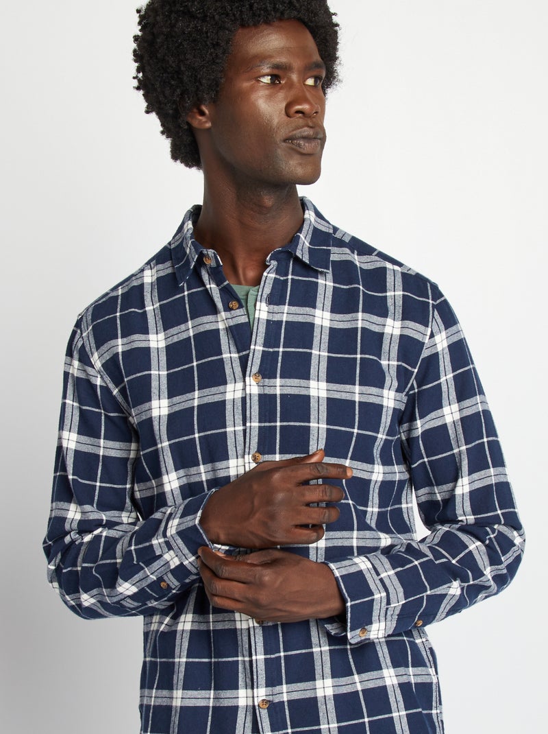 Camisa de cuadros de franela AZUL - Kiabi