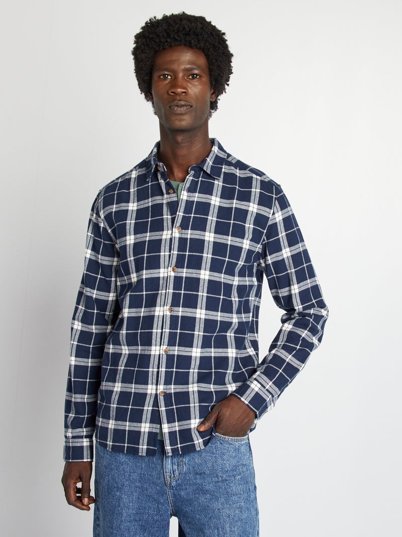 Camisa de cuadros de franela AZUL - Kiabi