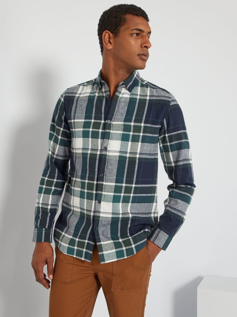 Camisa de cuadros de franela AZUL - Kiabi