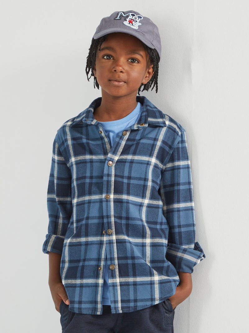 Camisa de cuadros de franela AZUL - Kiabi