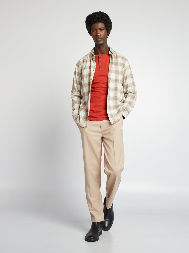Camisa de cuadros de franela BEIGE - Kiabi