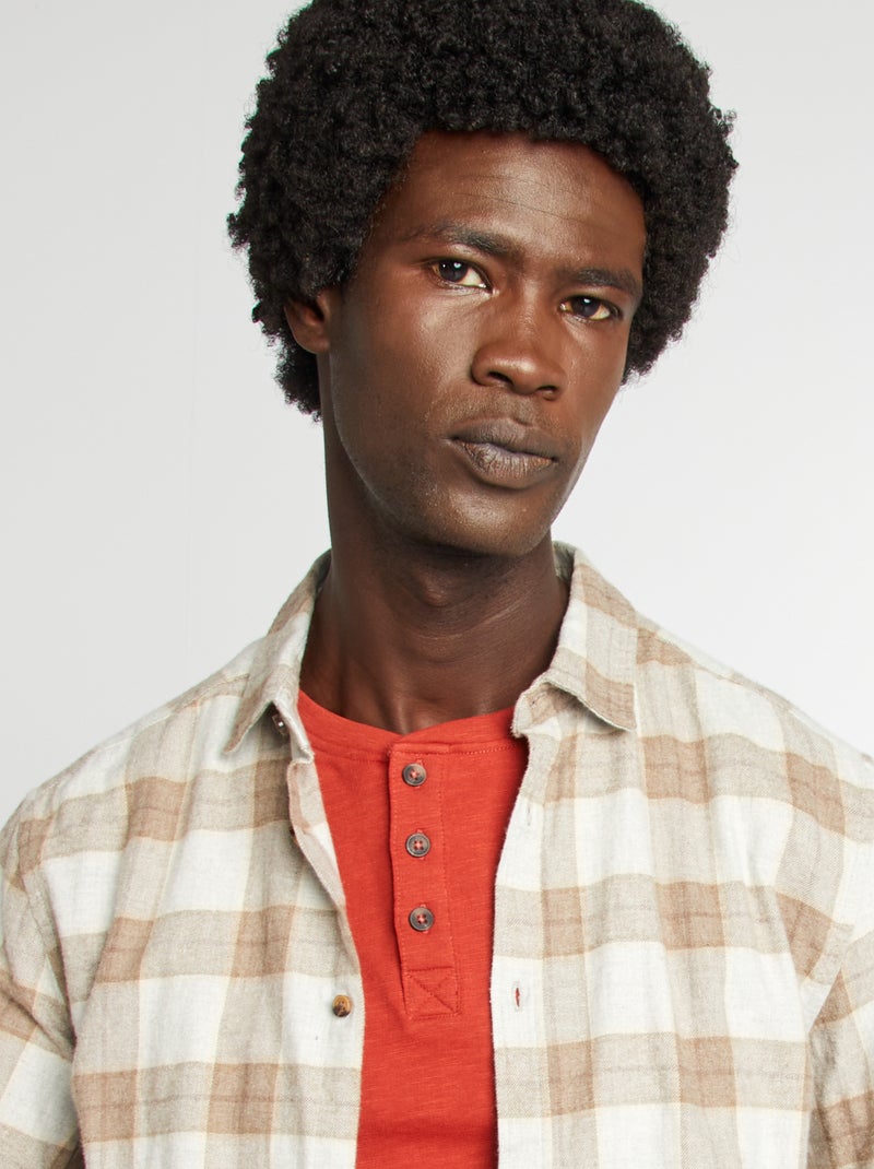 Camisa de cuadros de franela BEIGE - Kiabi