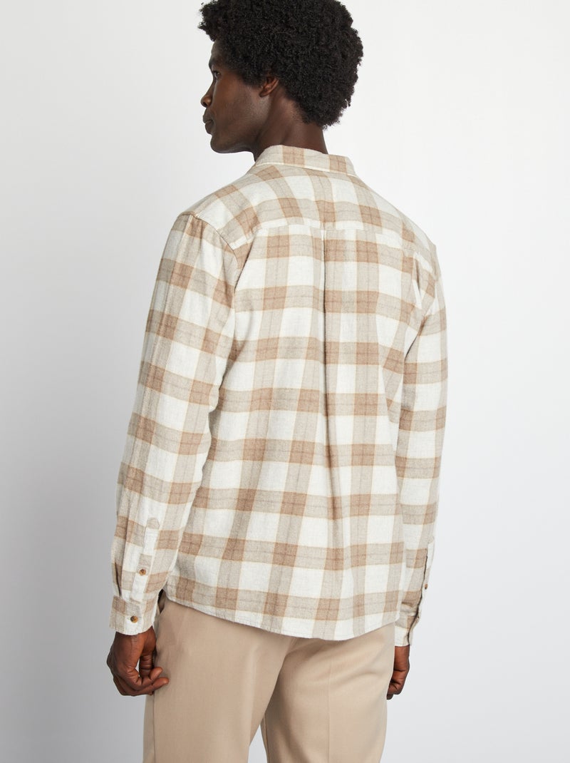 Camisa de cuadros de franela BEIGE - Kiabi
