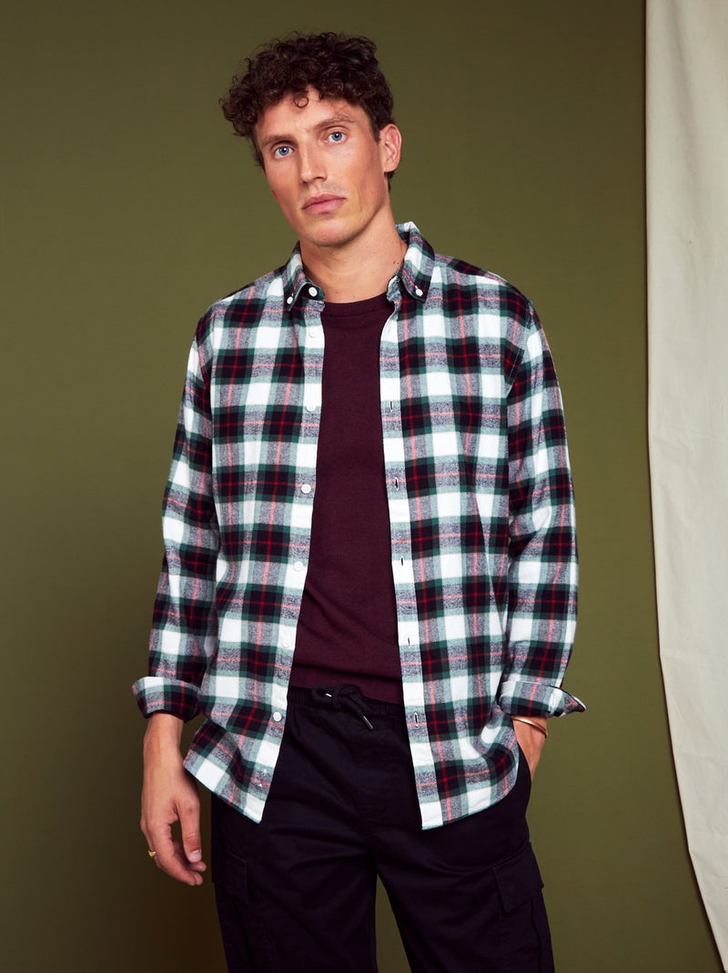 Camisa de cuadros de franela BLANCO - Kiabi
