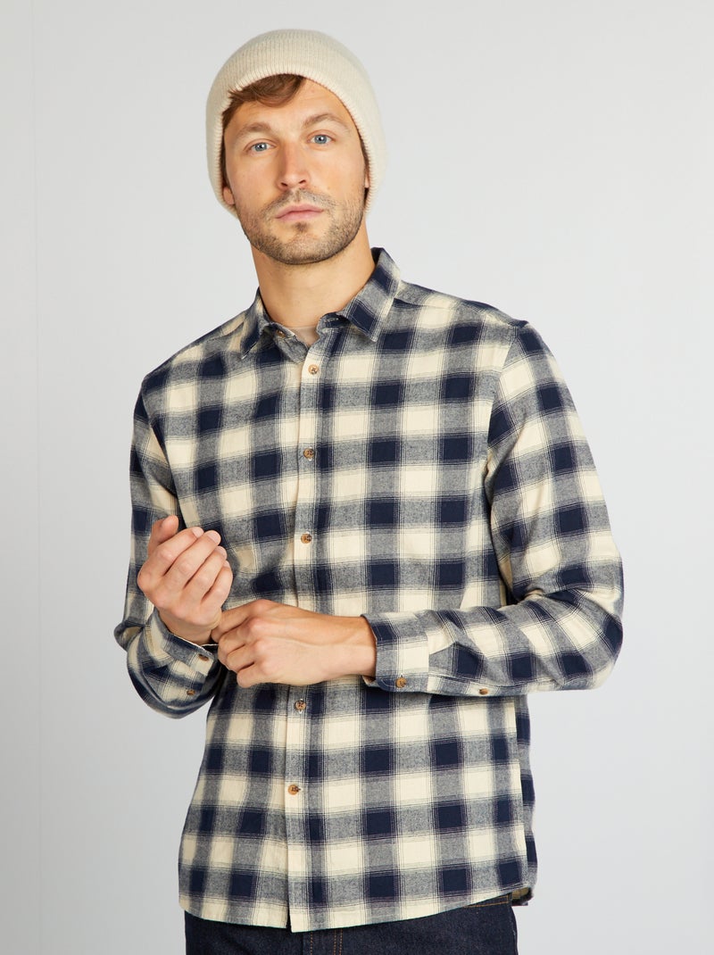 Camisa de cuadros de franela BLANCO - Kiabi