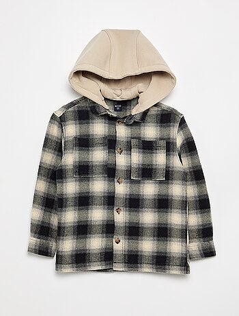 Camisa de cuadros de franela con capucha