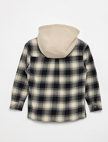 Camisa de cuadros de franela con capucha
