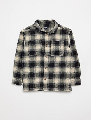 Camisa de cuadros de franela con capucha