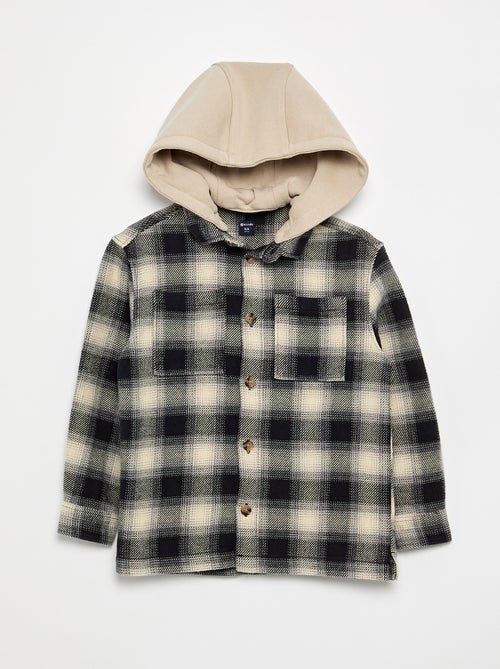 Camisa de cuadros de franela con capucha - Kiabi