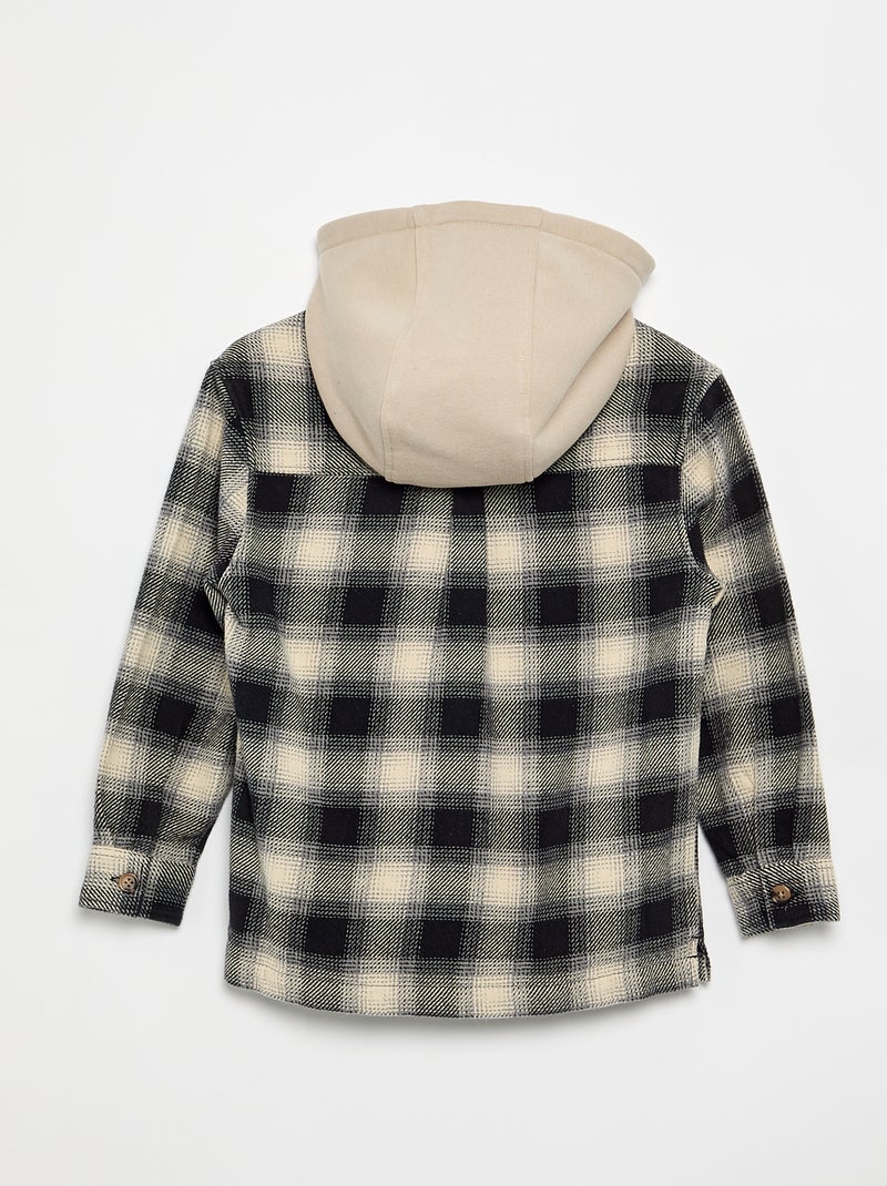 Camisa de cuadros de franela con capucha Blanco - Kiabi