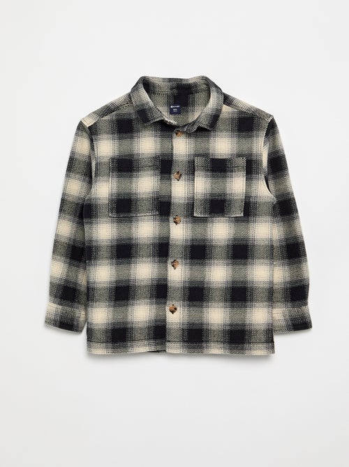 Camisa de cuadros de franela con capucha - Kiabi
