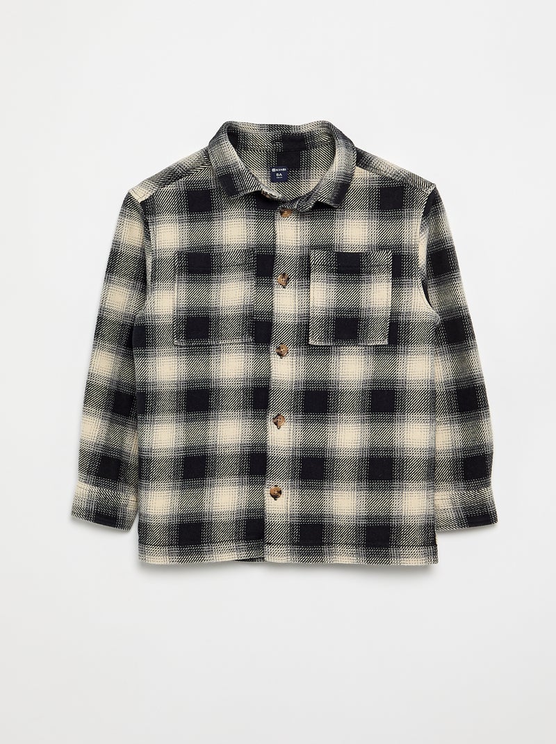 Camisa de cuadros de franela con capucha Blanco - Kiabi