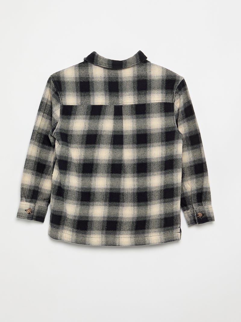 Camisa de cuadros de franela con capucha Blanco - Kiabi