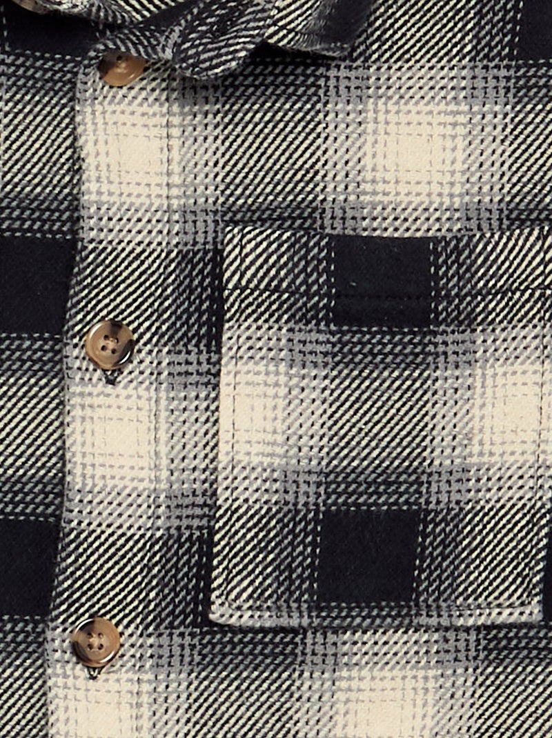 Camisa de cuadros de franela con capucha Blanco - Kiabi