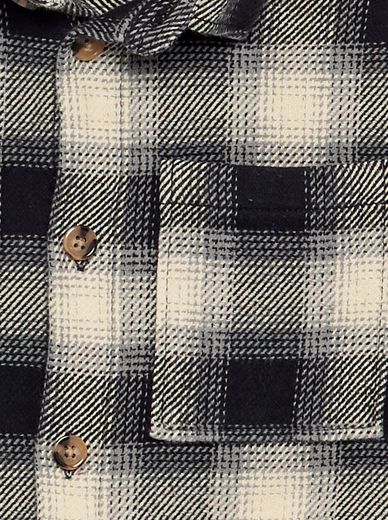 Camisa de cuadros de franela con capucha Blanco - Kiabi