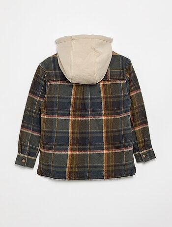 Camisa de cuadros de franela con capucha