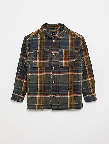 Camisa de cuadros de franela con capucha