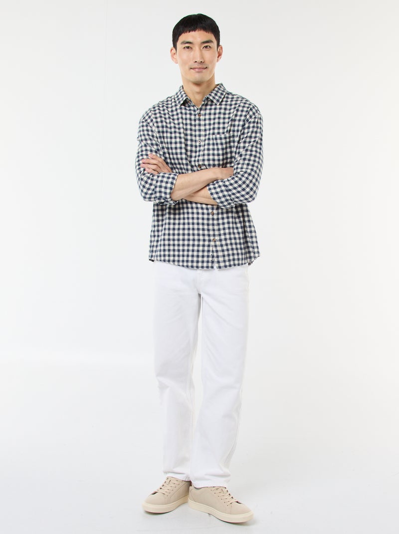 Camisa de cuadros de franela de algodón Azul - Kiabi