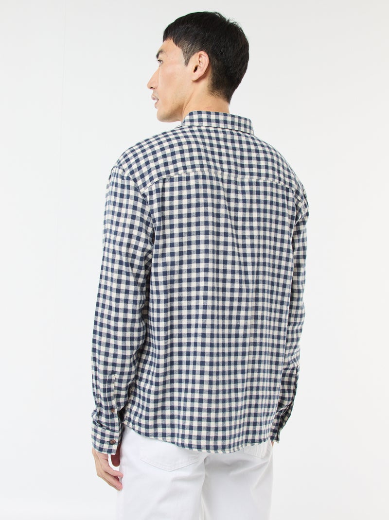 Camisa de cuadros de franela de algodón Azul - Kiabi