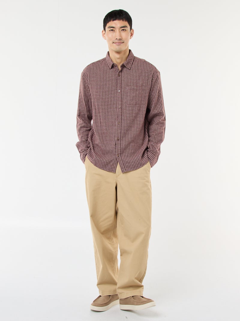 Camisa de cuadros de franela de algodón Rojo - Kiabi
