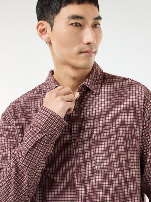 Camisa de cuadros de franela de algodón - Kiabi