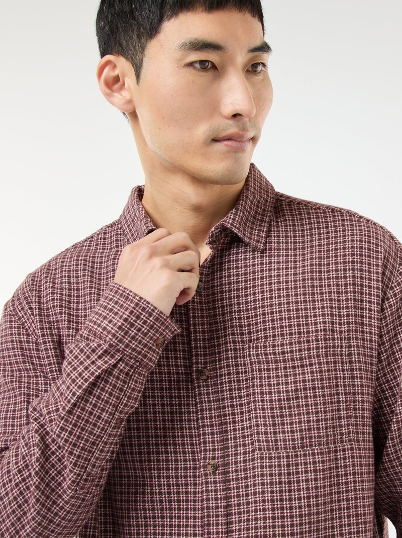 Camisa de cuadros de franela de algodón Rojo - Kiabi