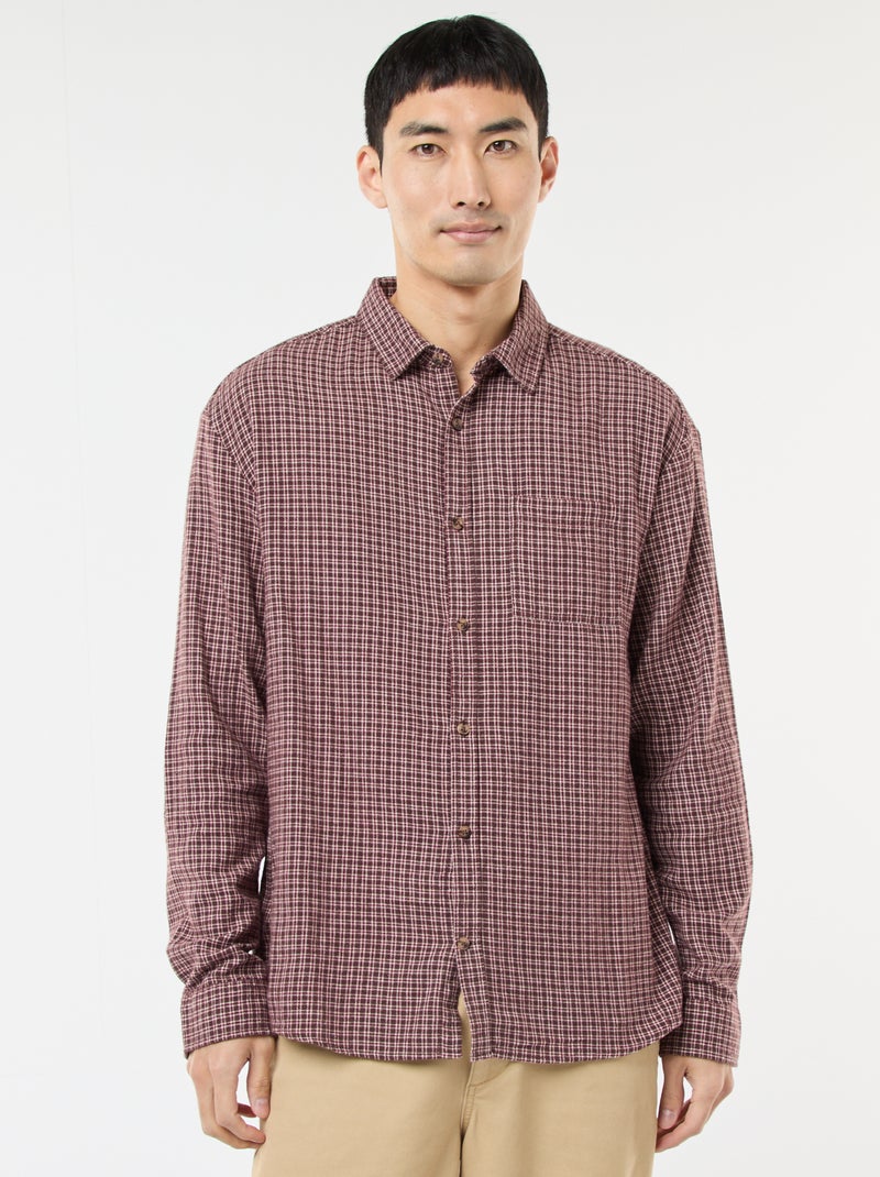 Camisa de cuadros de franela de algodón Rojo - Kiabi