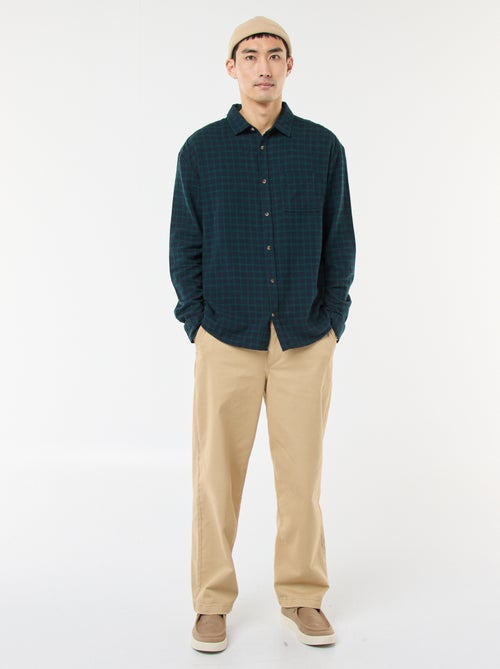 Camisa de cuadros de franela de algodón - Kiabi