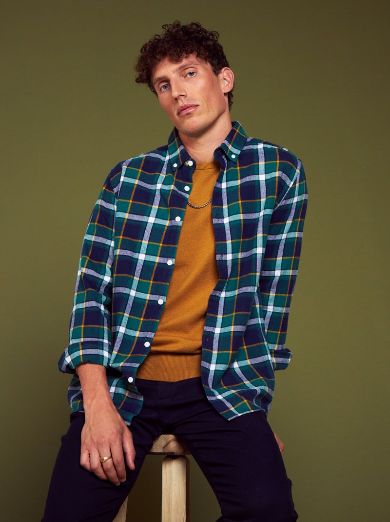Camisa de cuadros de franela KAKI - Kiabi