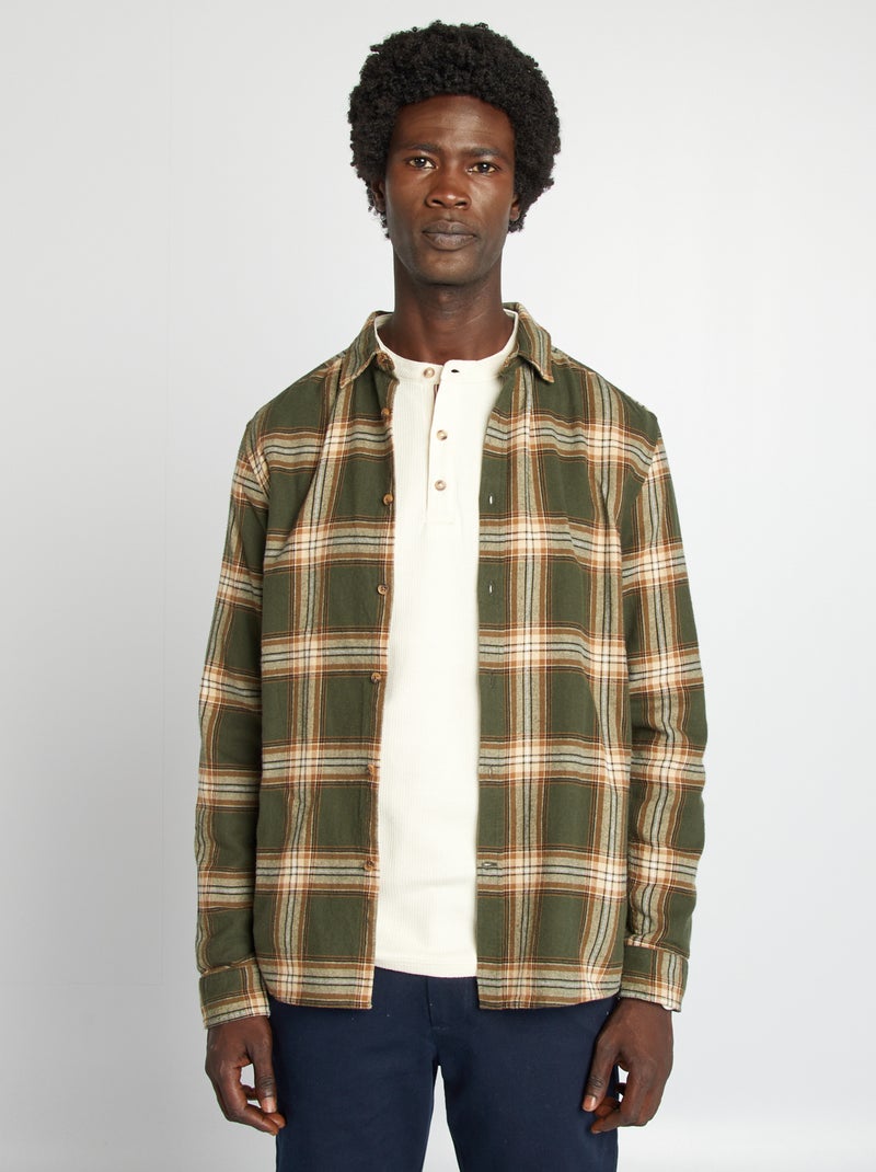 Camisa de cuadros de franela KAKI - Kiabi