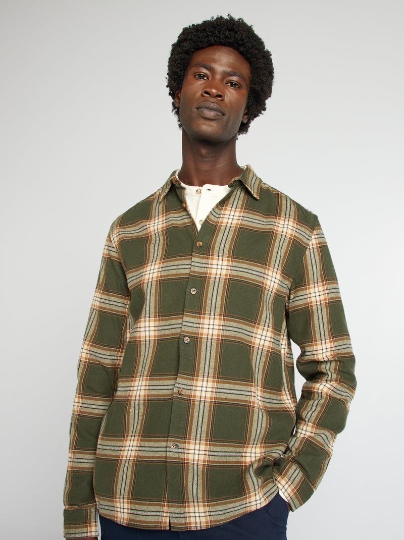 Camisa de cuadros de franela KAKI - Kiabi