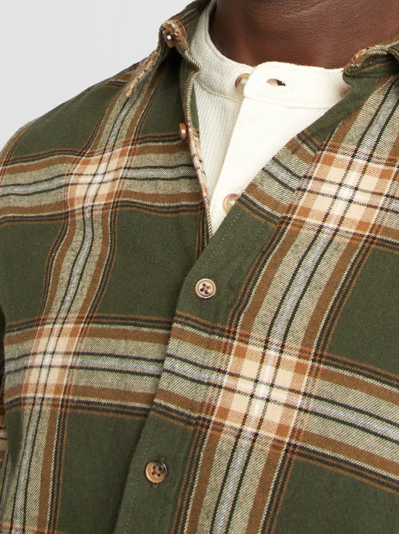 Camisa de cuadros de franela KAKI - Kiabi