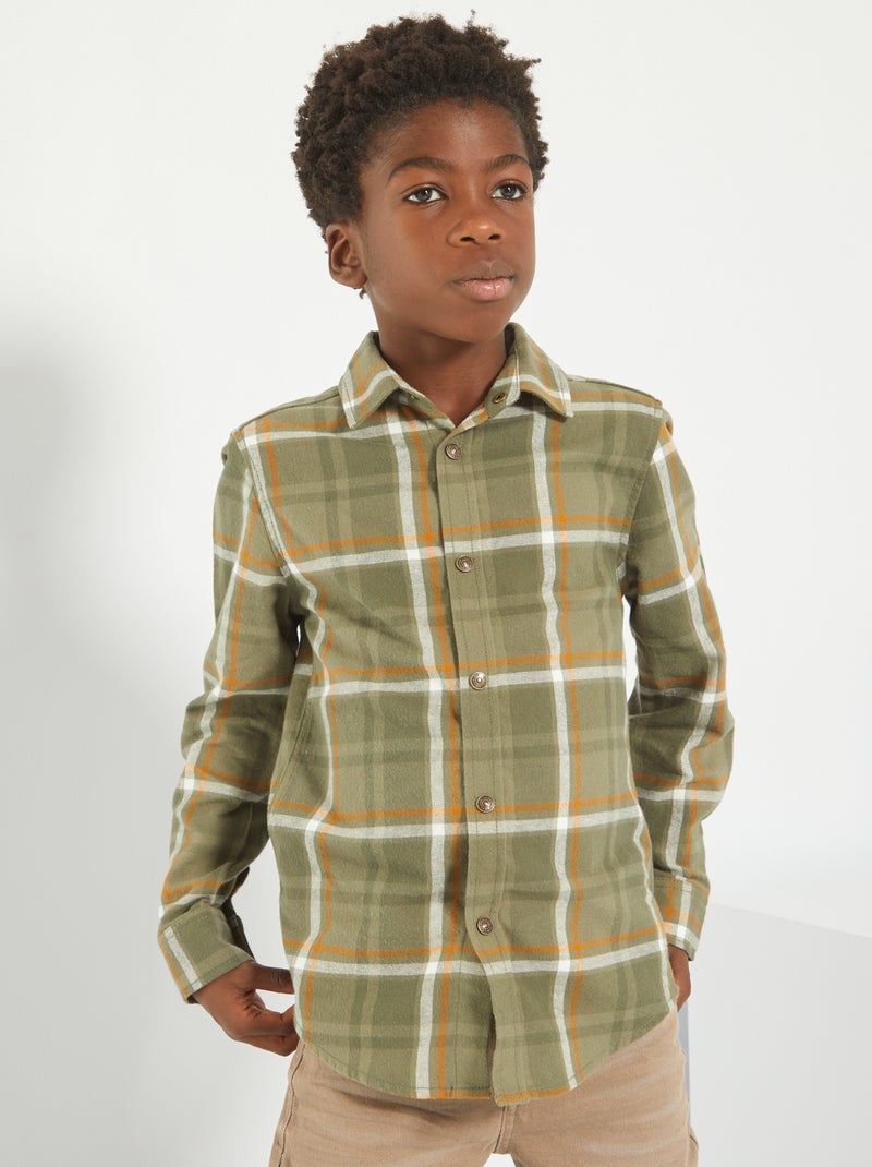 Camisa de cuadros de franela KAKI - Kiabi