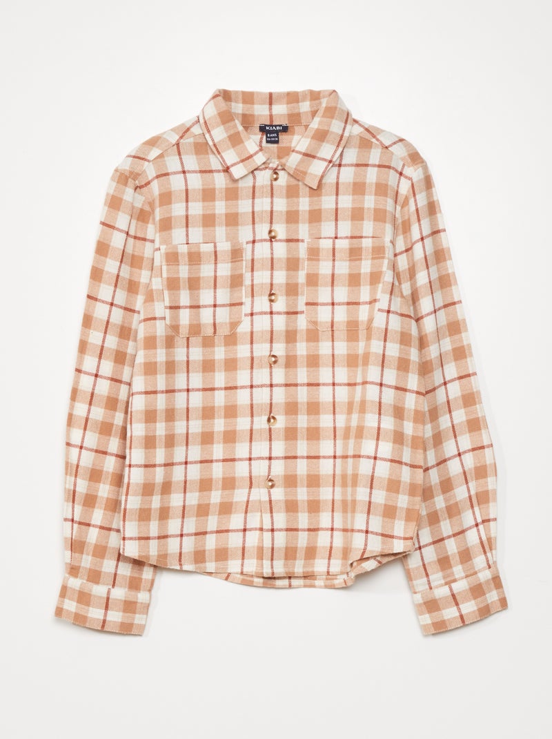 Camisa de cuadros de franela MARRON - Kiabi