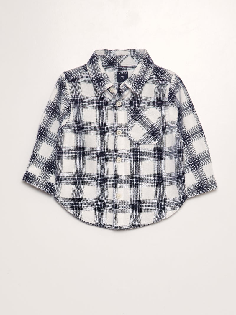Camisa de cuadros de franela NEGRO - Kiabi