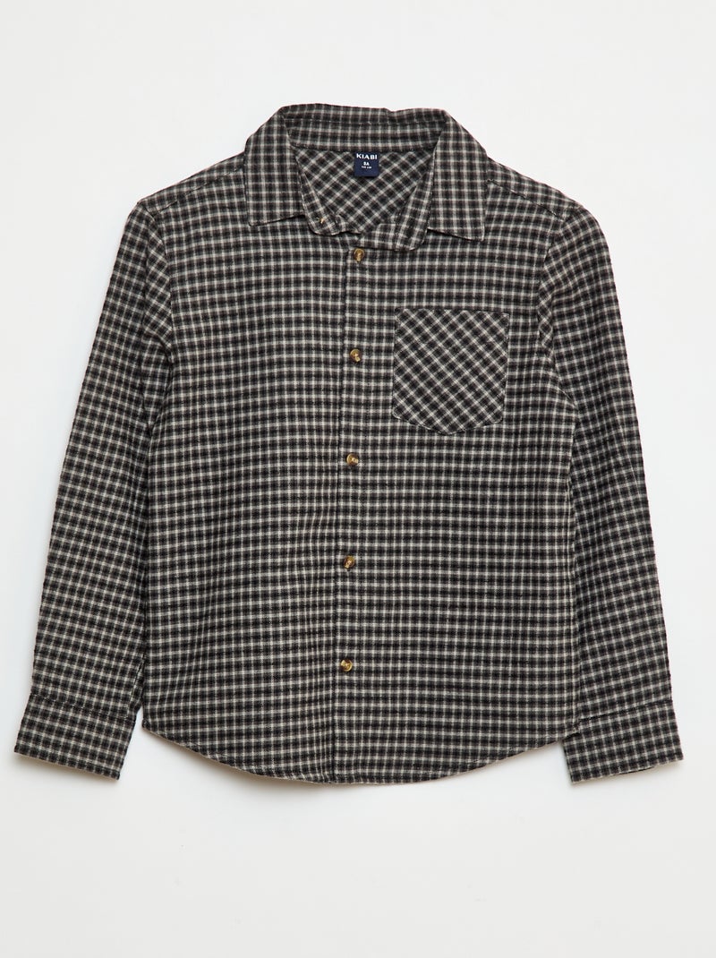 Camisa de cuadros de franela Negro - Kiabi