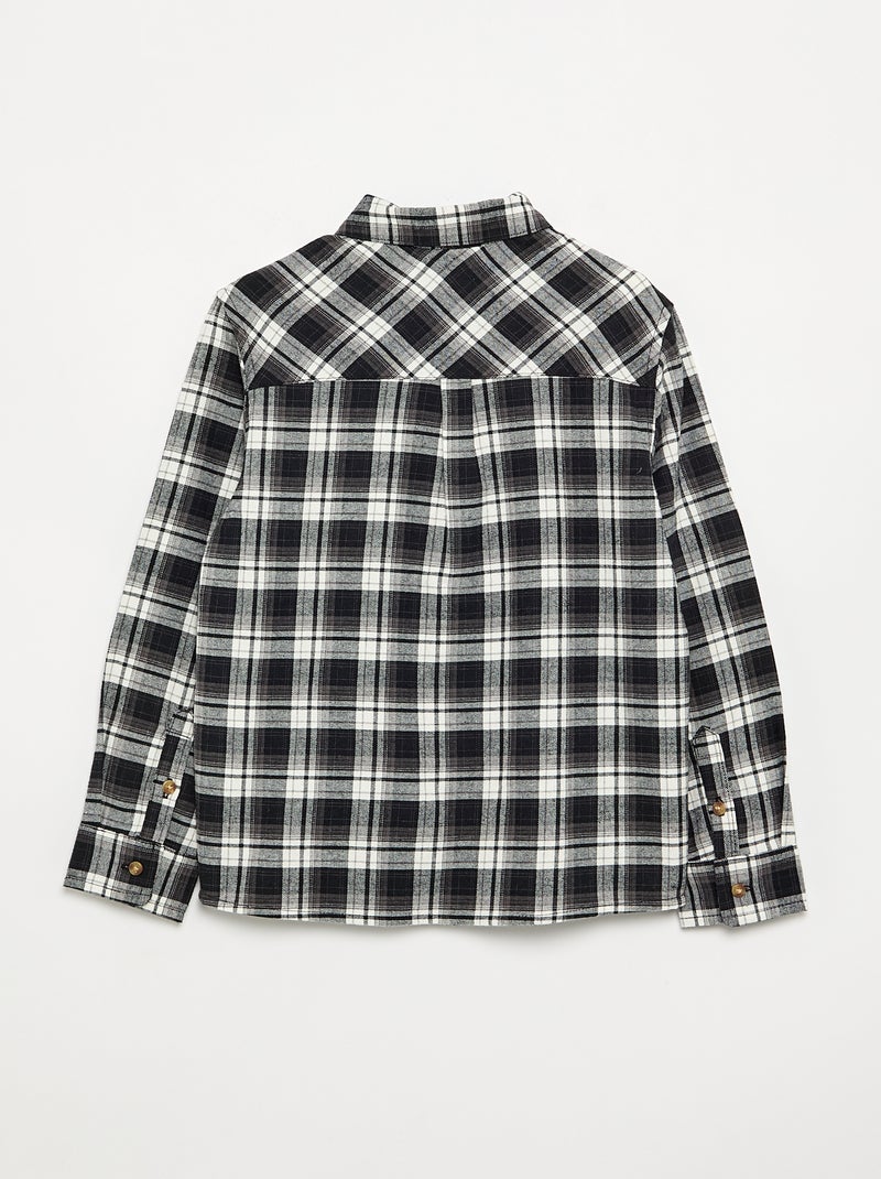 Camisa de cuadros de franela Negro - Kiabi