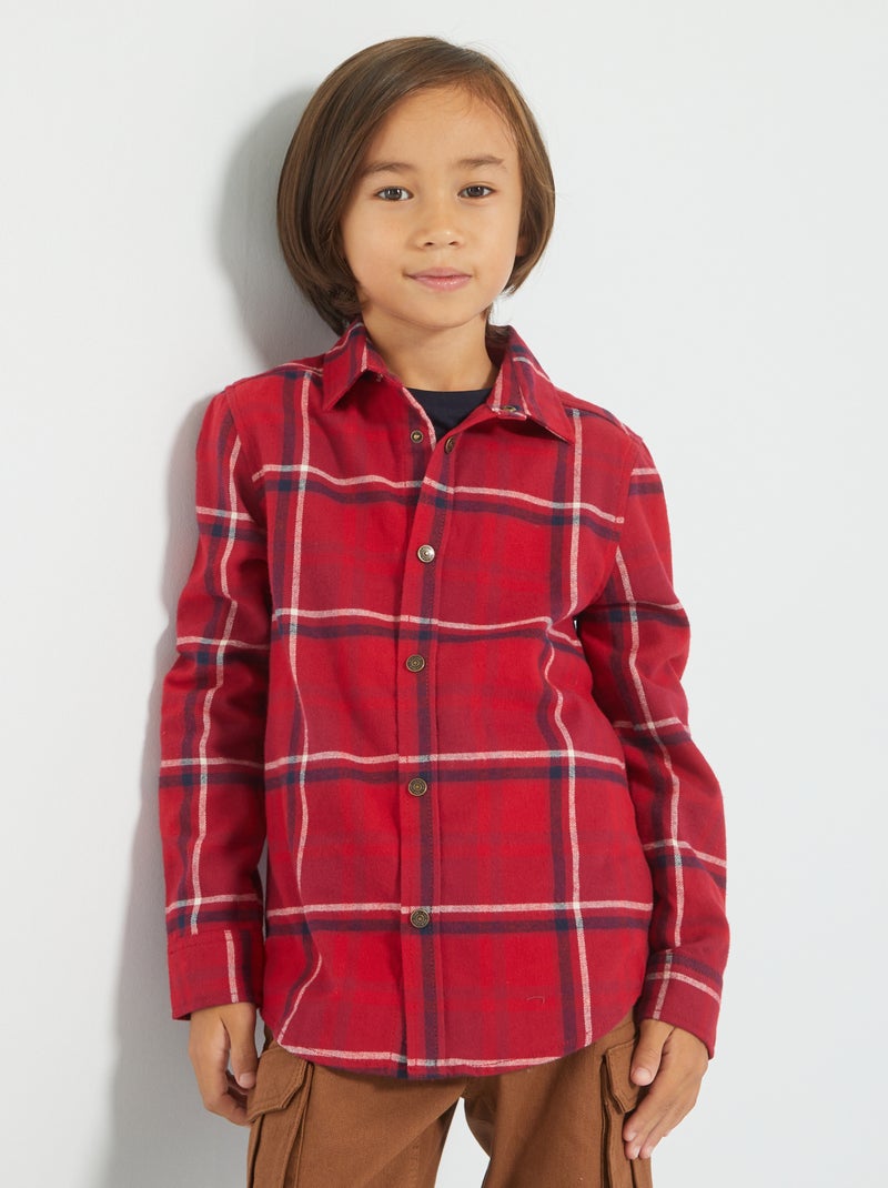 Camisa de cuadros de franela ROJO - Kiabi